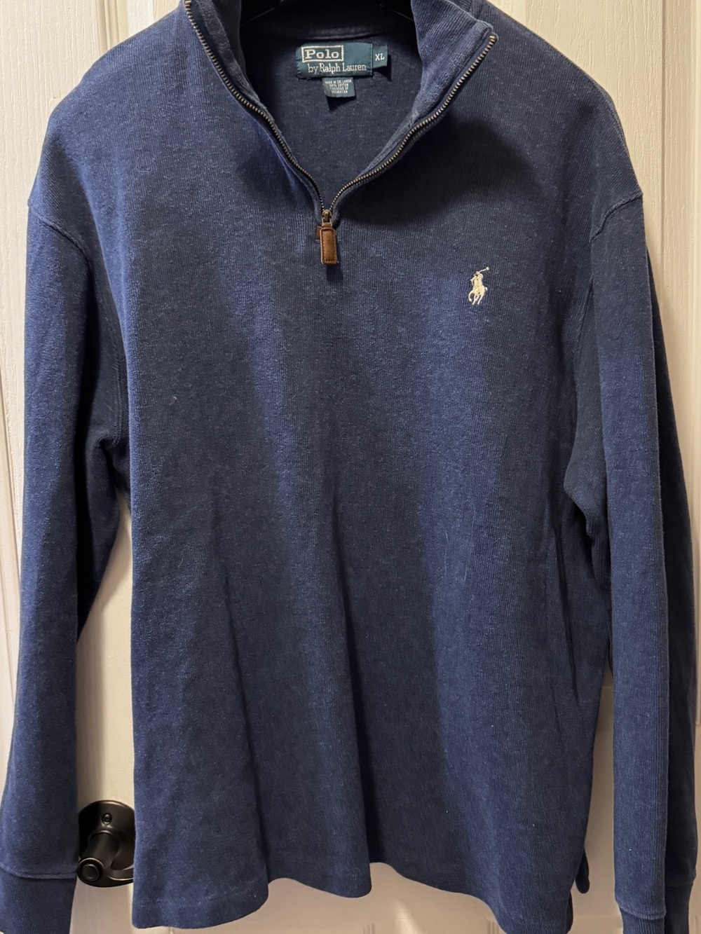 Polo by Ralph Lauren Navy Half-Zip Sweater with White Pony - XL